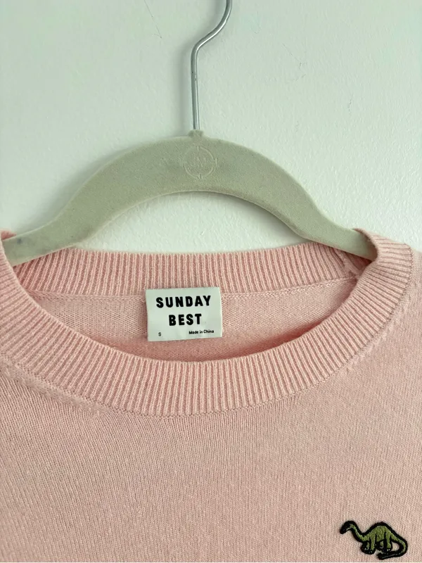 Aritzia Sunday Best Abby Long Sleeve Cropped Sweater Dino Patch Size Small - Image 2