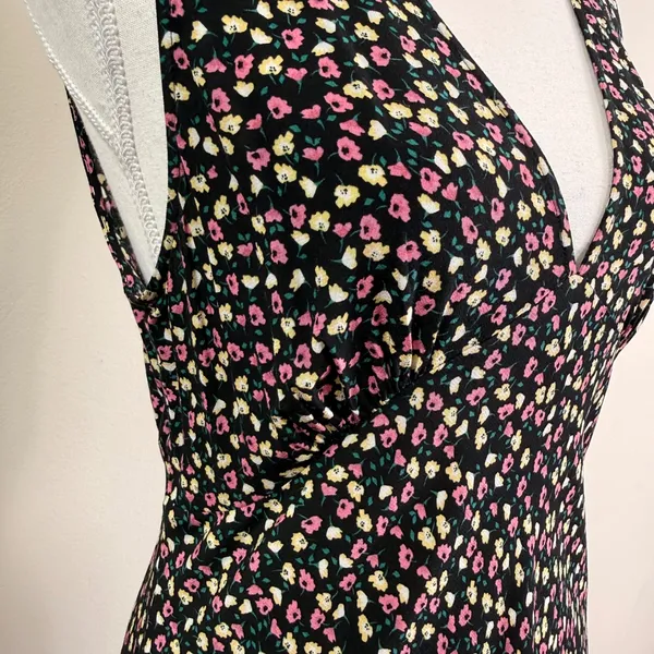 Rails Womens Black Ditsy Floral V-Neck Sleeveless Maxi Slip Dress Size Medium - Image 5