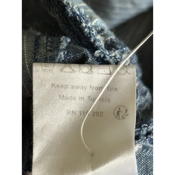 Zadig & Voltaire Sidney Patch Denim Overalls Size Small Blue Chambray Stripe - Image 12