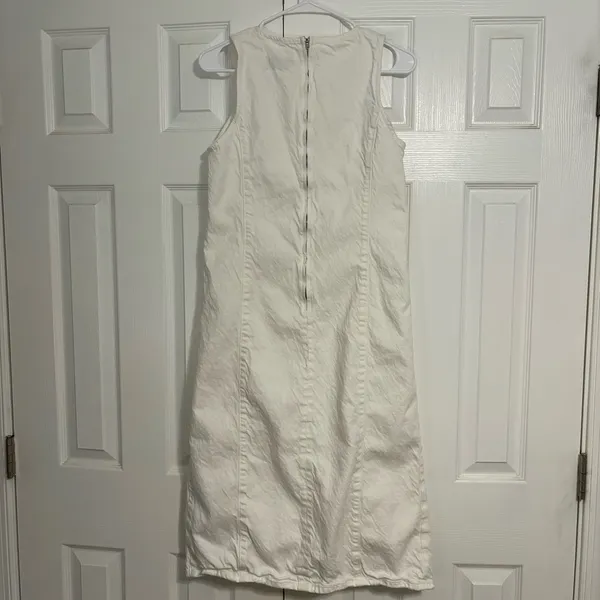 ZARA White Denim Midi Dress - Image 4