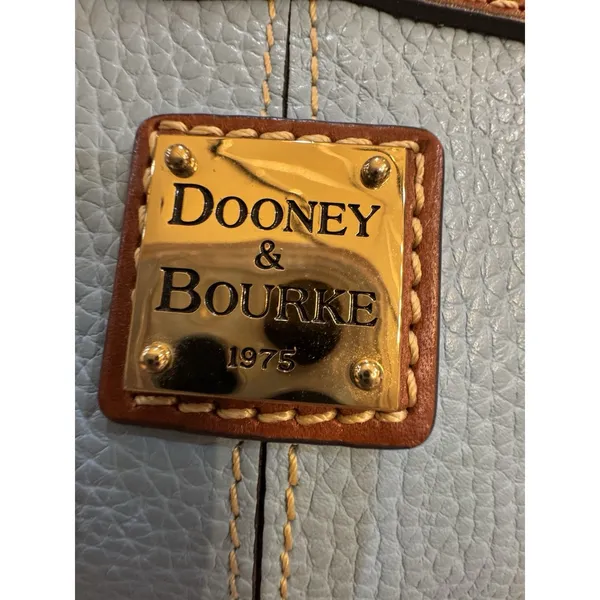 light blue Dooney & Bourke Pebble Grain Mini Domed Crossbody Brown Leather Trim - Image 7