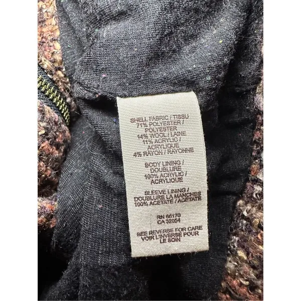 Free People Jacket Tweed‎ Full Zip Multi-Color Wool Blend Size 4 - Image 6