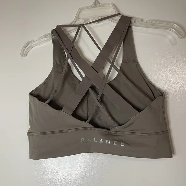 Balance Athletica The Aura Bra Strappy Back Sports Bra tan brown medium padded - Image 2