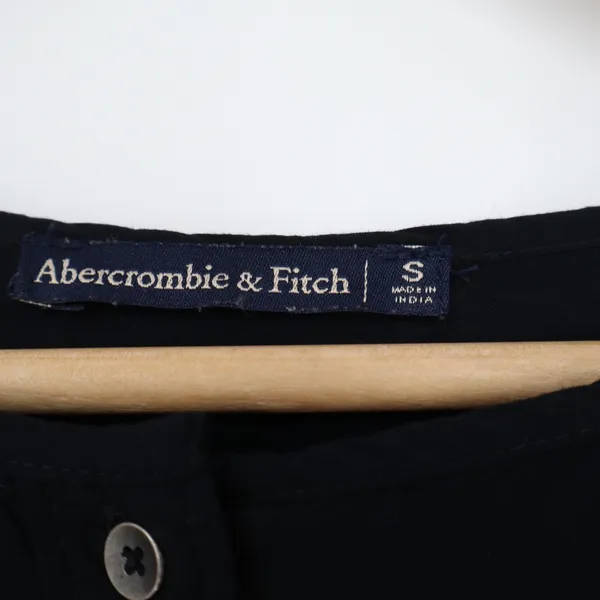 Abercrombie & Fitch Black Long Sleeve Button Front Drawstring Tunic Dress Small - Image 2