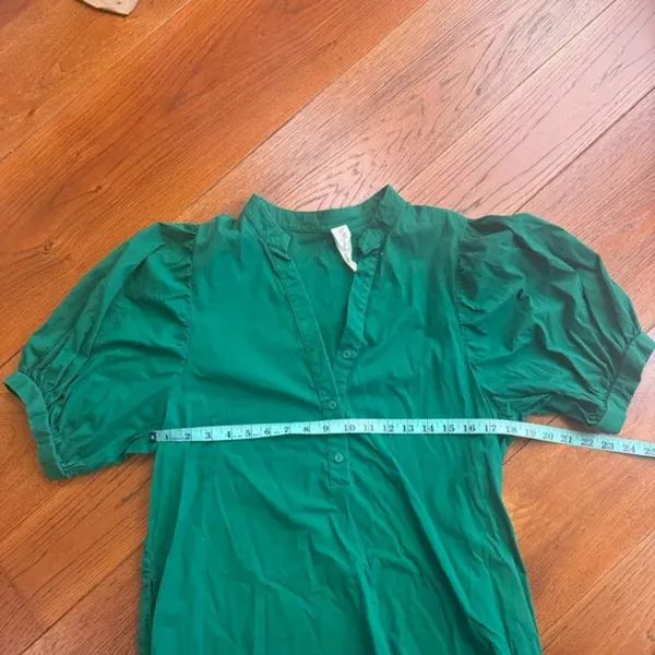 Anthropologie Amadi Glisy Puff Sleeved Green Shirt‎ Dress size M - Image 6