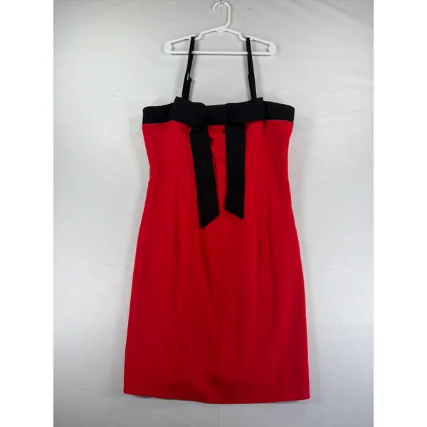 Wild Fable Red Mini Dress Black Bow Adjustable Straps Size S NWT Parisian Chic - Image 3