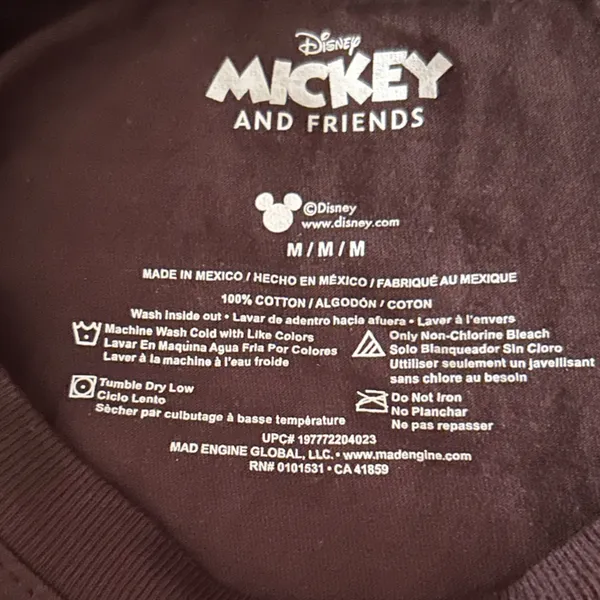 Disney Mickey Mouse Women’s Cropped Cotton Tank Top - Black and Red Sz M - Image 2