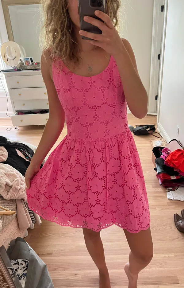 Pink Eyelet Dress - Image 2