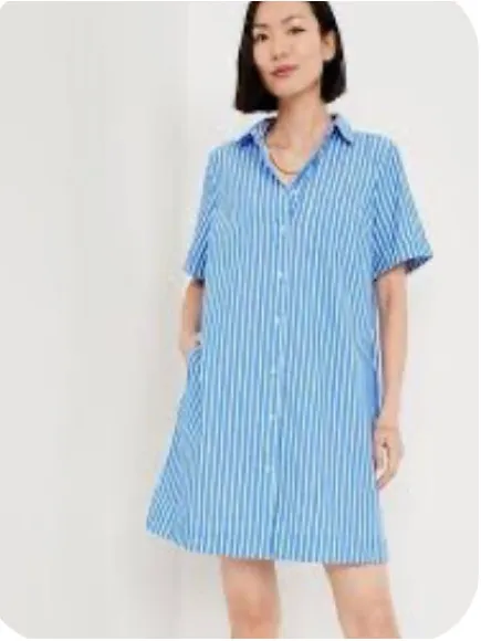 Striped Mini Shirt Dress Old Navy Blue - Image 3
