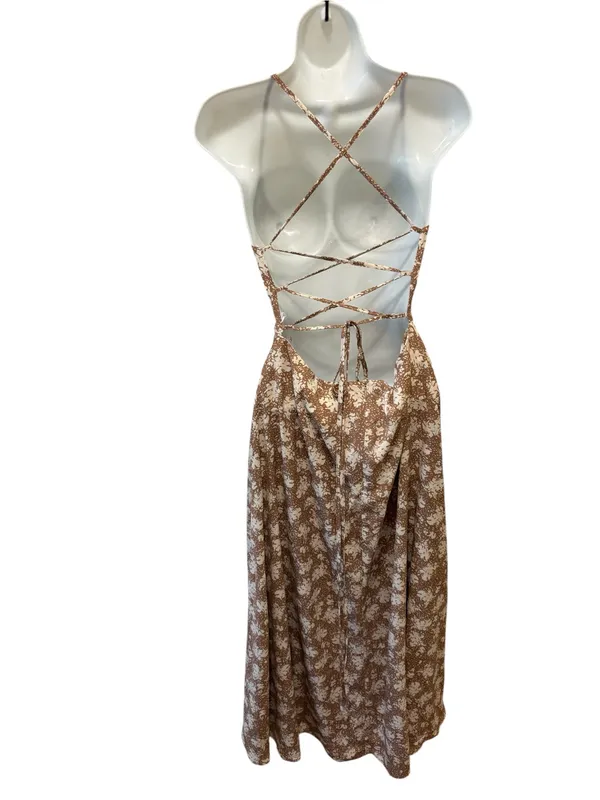 Lulus Picturesque Moments Brown Floral Print Strappy Maxi Dress Sz M Date Night - Image 6