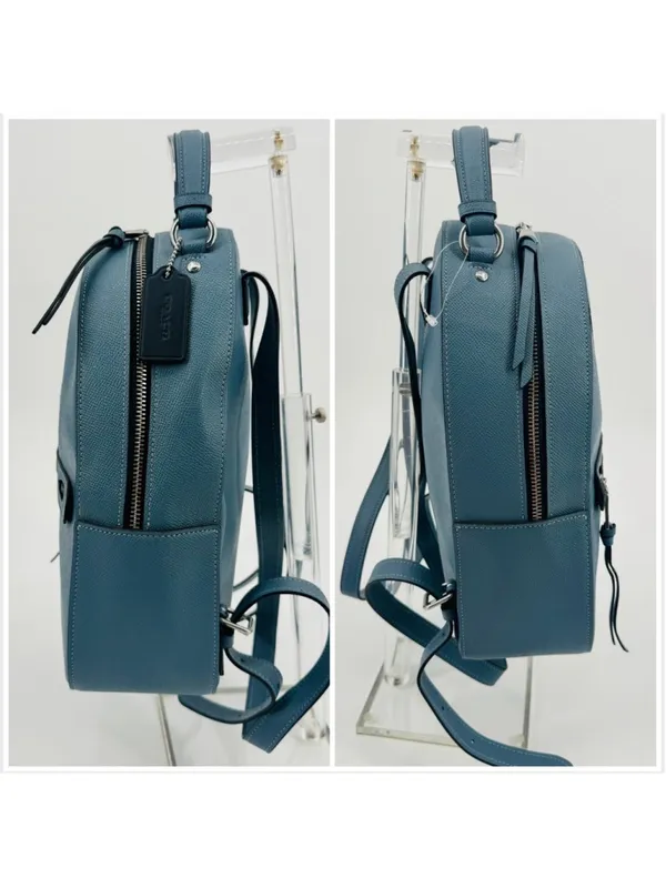Coach CB872 Jordyn Backpack Crossgrain Leather Varsity Stripe Indigo - Image 4