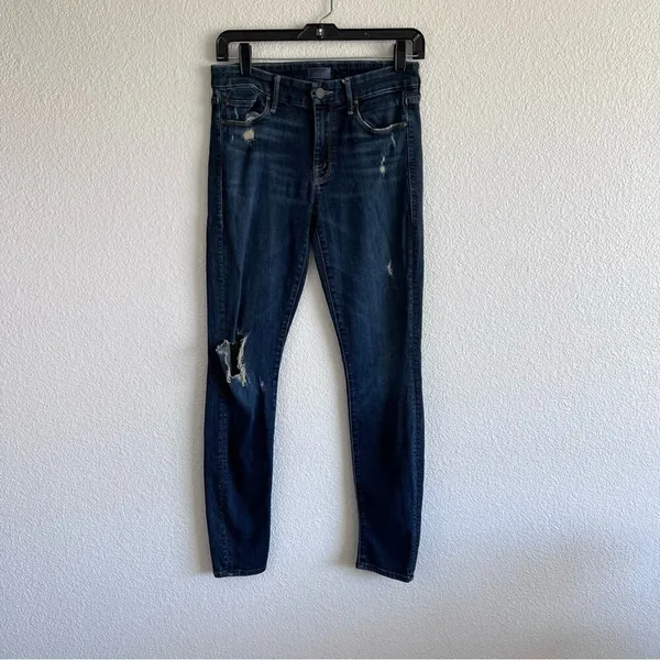 Mother‎ Jeans The Looker Jaded and Torn Distressed Skinny Blue Denim Mid Rise - Image 2