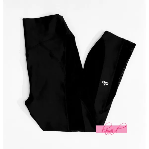 Alo Airlift Mesh High-Waist Celeste Capri Black Sheer Cut-Outs Cutouts Hi-Rise - Image 8