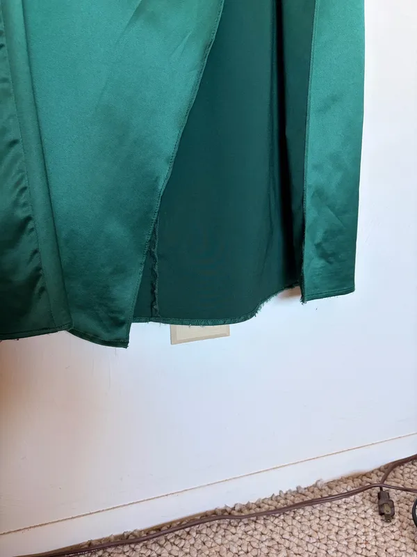 Ruched Strapless Meshki Riley Drape Split Dress Emerald  - Image 3