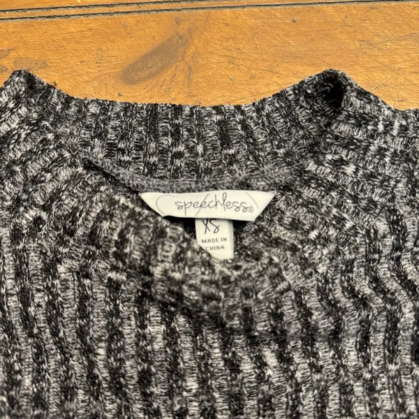 Speechless Womens Gray Black‎ Long Sleeve Cropped Pullover Sweater Size XS - Image 2