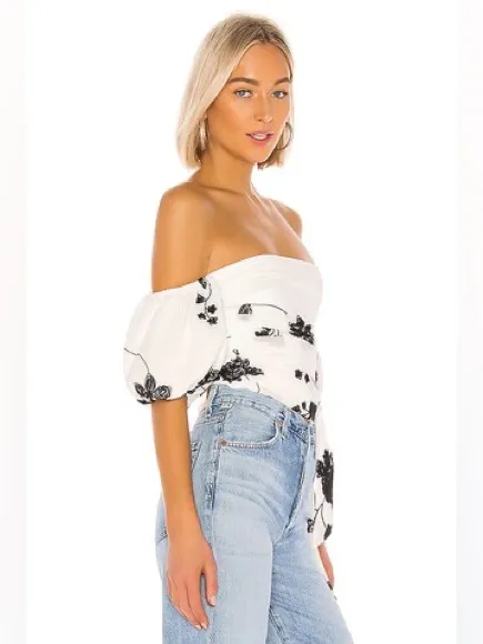 House of Harlow 1960 x REVOLVE Leya Embroidered Top in White & Black - Image 9