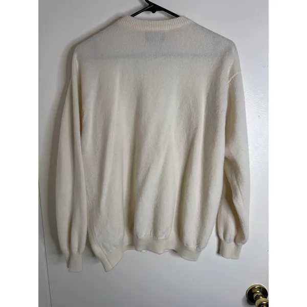 Vintage The Scotch House Lambswool Cardigan Cream Gold Buttons Scotland M/L - Image 5