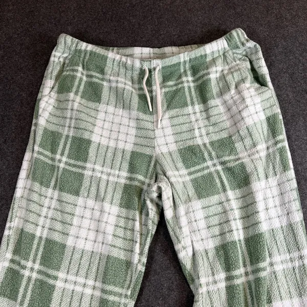 Aerie Plaid Fleece‎ Pajama Joggers Sage Green White XL Regular Lounge Pants - Image 8