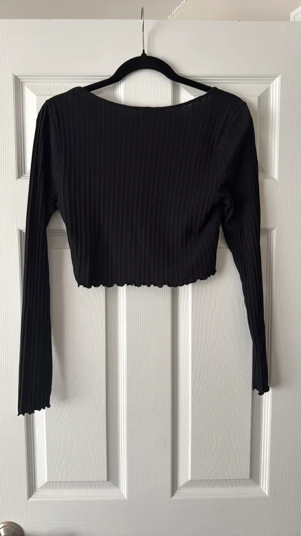 Brass Plum Crop Henley Top Black - Image 2