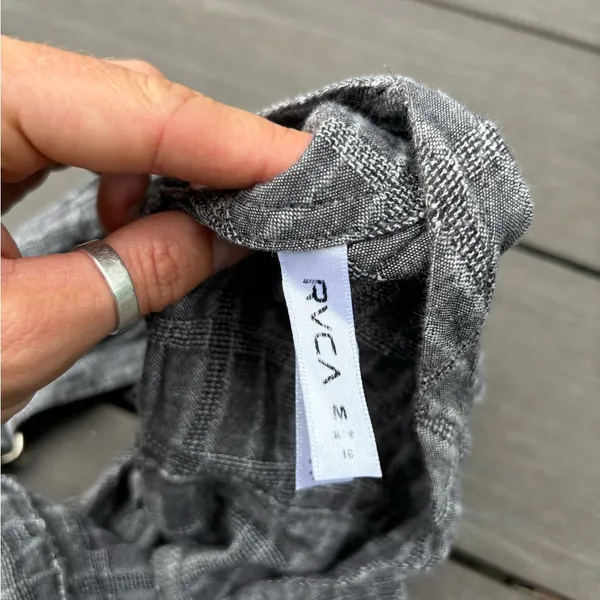 RVCA Grey Striped Overall Shorts - Image 7