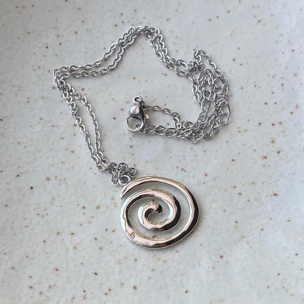 Handmade fully stainless steel spiral swirl uzumaki funky boho grunge style necklace🌀 - Image 4