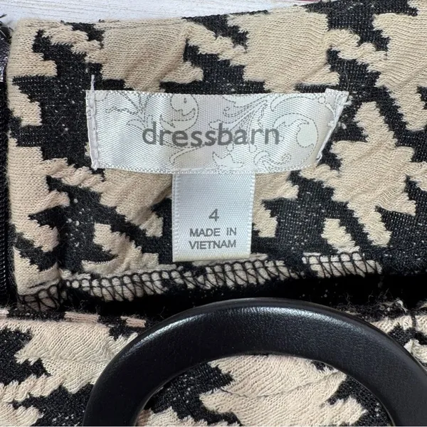 Dress Barn Houndstooth Textured Knit Cap Sleeve‎ Retro Sheath Dress Tan Black 4 - Image 9