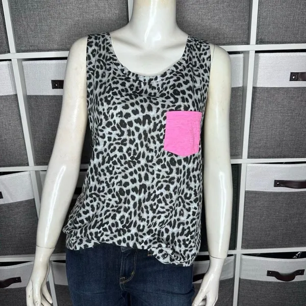 Victoria's Secret Pink Gray Animal Cheetah Pocket Tunic Tank Top Shirt Small - Image 10