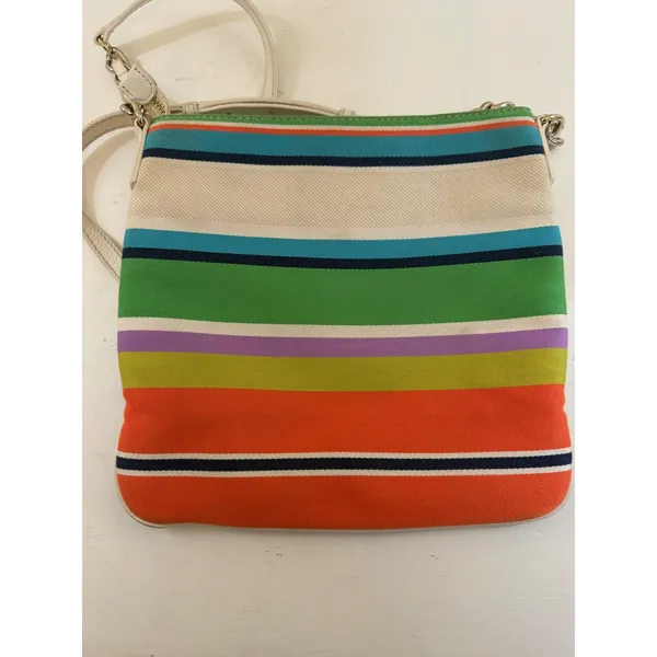 KATE SPADE Cobble Hill Ellen Multicolored Striped Canvas Crossbody Shoulder Bag - Image 3
