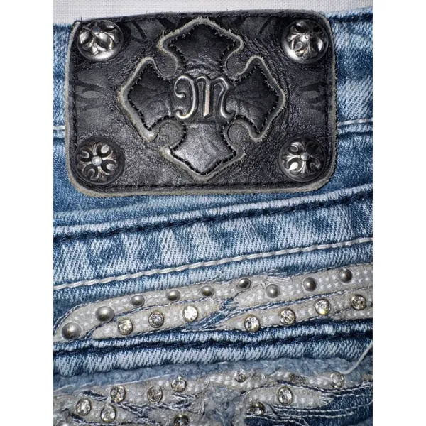 Miss‎ Me Bootcut Jeans Womens 27 Medium Wash Wing Sequin Pocket JE5330B4L Buckle - Image 11