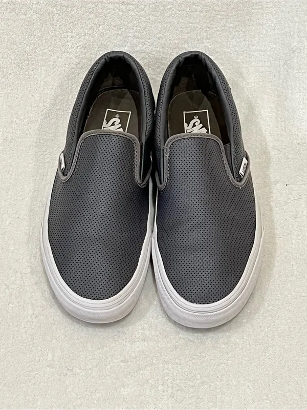 Vans Classic Grey Perf Leather Slip-On in Smoked Pearl Unisex Women’s Size 9.5 - Image 10