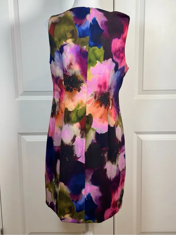 Trina Turk With A Twist Watercolor Floral Dress 10 Cocktail Wedding Guest Party - Image 4