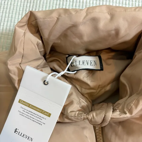 ELLEVEN Beige Puffer Vest with Waist Fit Tan Size M - Image 3