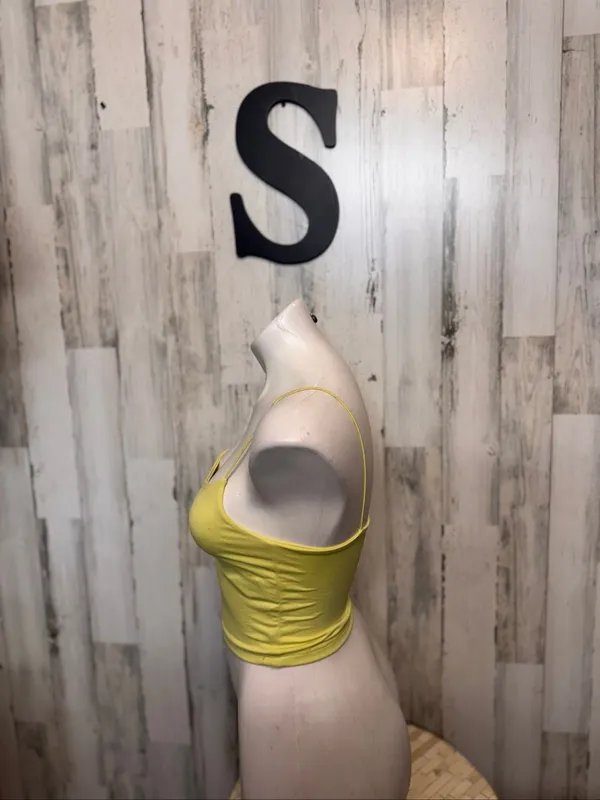 Forever 21 Lime Chartreuse Spaghetti Strap Cami Crop Top Womens Size Small Seaml - Image 2
