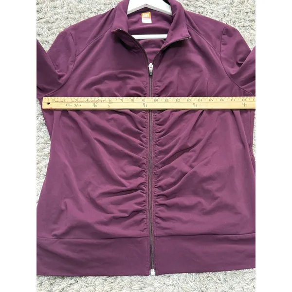 Lucy Power Women’s Track Jacket Full Zip Red Plum Ruched Yoga Athletic Size XL - Image 10