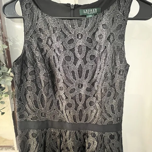 Lauren Ralph Lauren Black Metallic‎ Lace Classy Dress Size 4 pockets - Image 6
