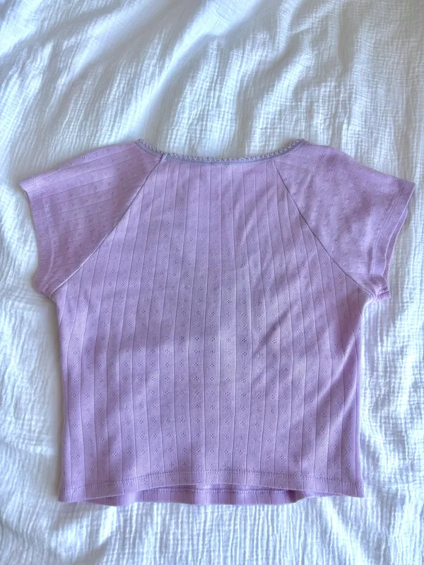 BDG lilac picot-trim baby tee - Image 2