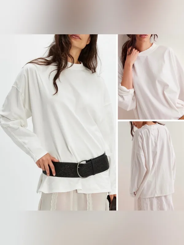 NWOT Free People We The Free Heater Tee - ivory white - small - Image 2