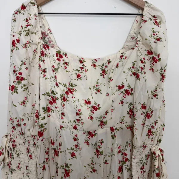 Reformation Dainy Floral Midi Dress White Red Size 2 - Image 5