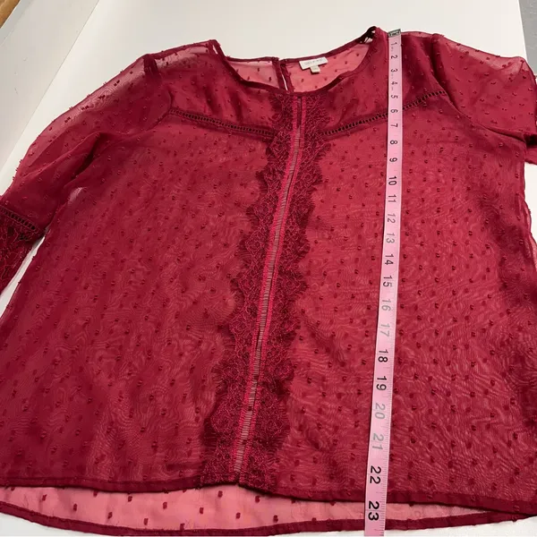 Imperfect sheer crochet bell sleeve top raised flowers feminine whimsygoth large - Image 4