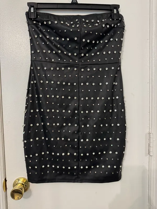 FashioNova Delanie Faux Leather Mini Dress - Black Size Large - Image 3