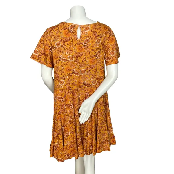 Patrons of Peace Babydoll Dress Paisley Floral Mini Women Sz Large‎ Boho Tiered - Image 17