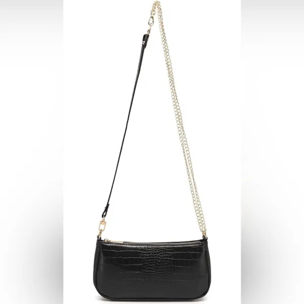 Classic Clutch Shoulder HandBag with‎ Zipper Closure Black - Image 8