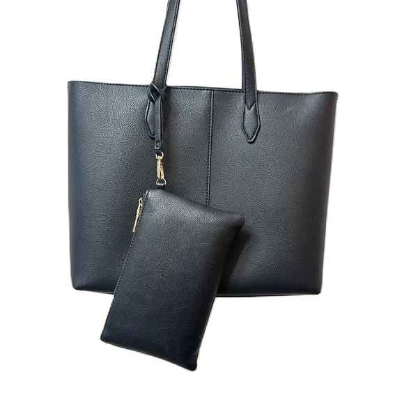 Women’s Black Tote Shoulder‎ Bag Handbag Purse - Image 2