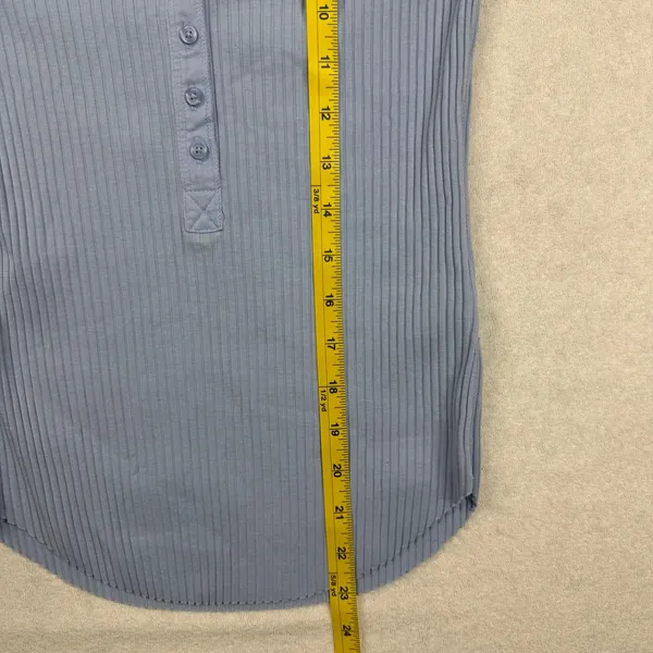 Aerie Essential Henley Layering T-Shirt XXS Blue Ribbed Long Sleeve Fitted Top - Image 6