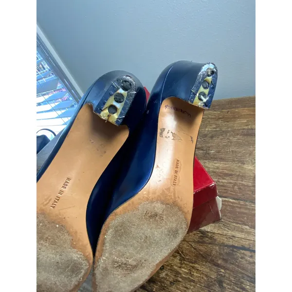 Salvatore Ferragamo‎ navy calfskin pumps low heel size 7AAAA - Image 7
