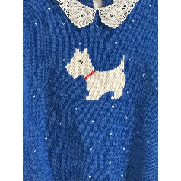 Vtg Crystal Sportswear Scottie Dog Crocheted Collar- Ramie And Cotton Blend S - Image 4