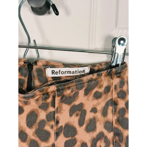 Reformation Marlon High Rise Leopard Print Pants Womens Size 0 Cheetah Statement - Image 4
