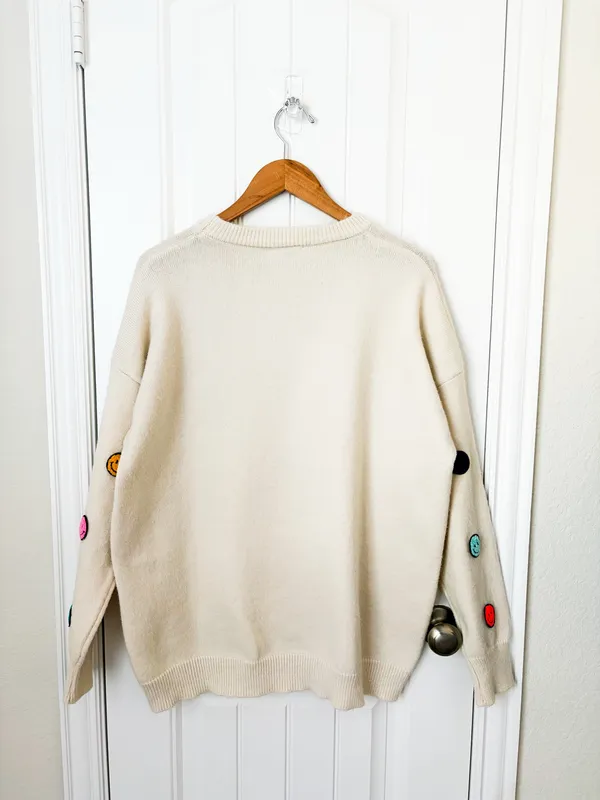 Hazel & Olive Oversized Smiley Face Sweater One Size - Image 2