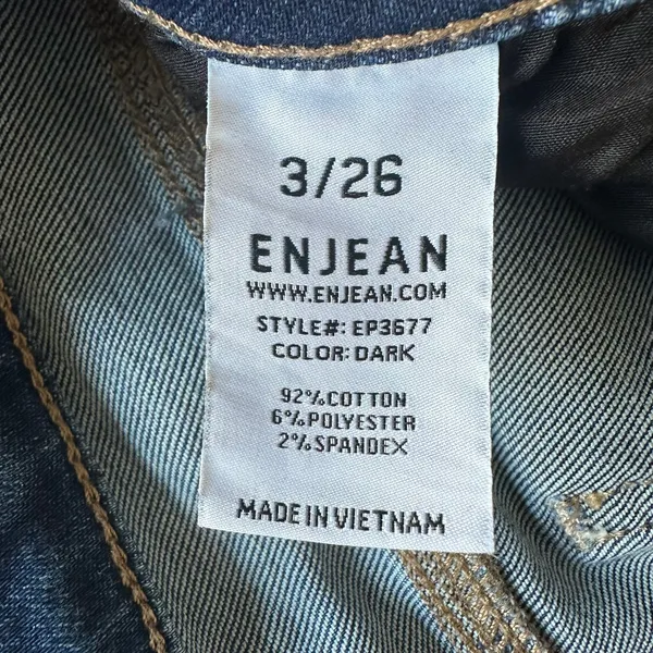 ENJEAN 3 /26 High Waisted Wide Leg Denim Jeans Trouser Dark Wash 32"inseam - Image 3