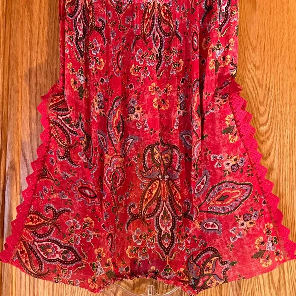 Sunrise by The Kooples Reef Paisley Print‎ Silk Chiffon Mini Dress Pink Size 2 - Image 13